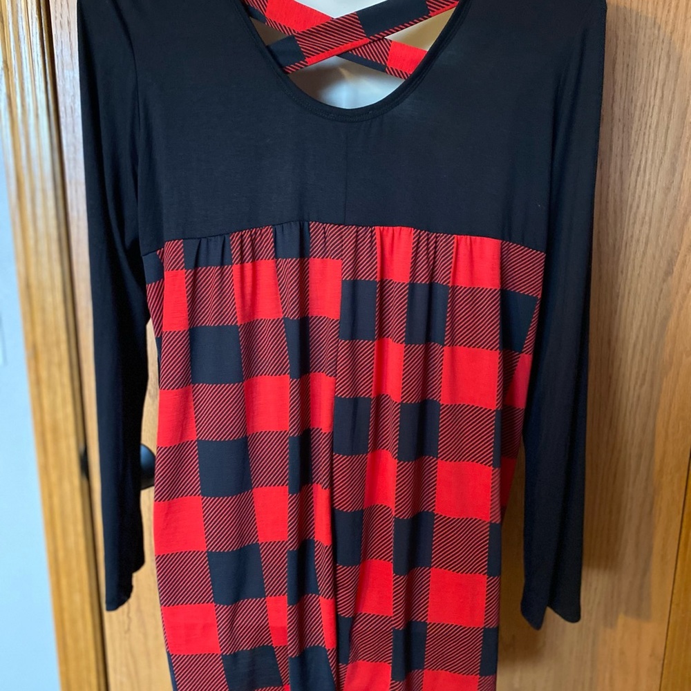 Heimish Brand Long Sleeve Black & Red Plaid Top